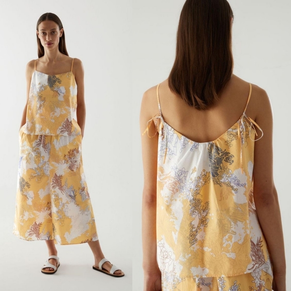 COS Tops - COS Printed Light Cotton Vest In Yellow Multi L.